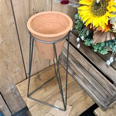 Metal &amp; Terra Cotta Plant Stand- Large