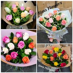 12 Mixed Rose Hand Tied