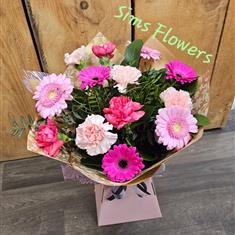 Carnation and Germini Hand tied